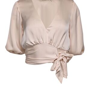 Ramy Brook Blush Satin Wrap Blouse
